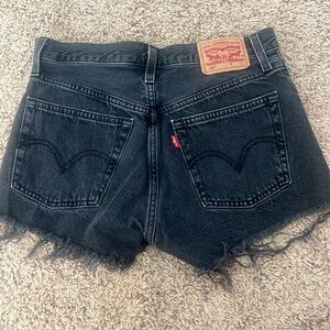 Black Distressed Denim Shorts